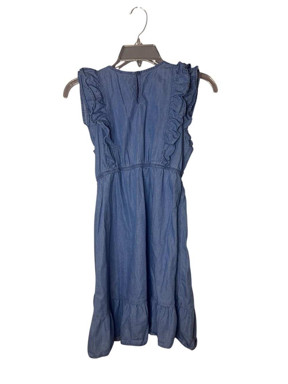 Wonder Nation Girls Chambray Ruffle Dress Size Large 10-12 Blue Sleeveless - Picture 5 of 12
